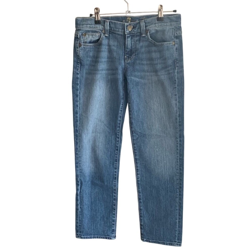 7 For All‎ Mankind Crop Straight Leg Jeans Womens Size 28 Light Wash Denim